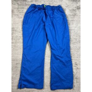 Landau Scrub Pants Women 4XL Blue 2043 Elastic Waist Cargo Pocket Stretch Vented